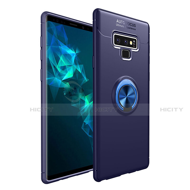 Funda Silicona Carcasa Ultrafina Goma con Magnetico Anillo de dedo Soporte para Samsung Galaxy Note 9 Azul