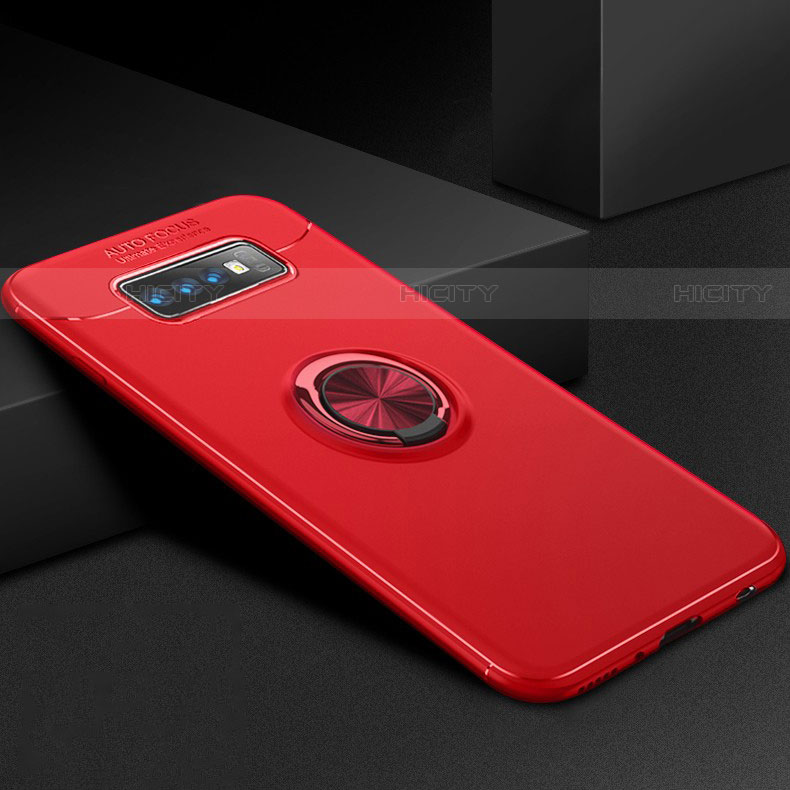 Funda Silicona Carcasa Ultrafina Goma con Magnetico Anillo de dedo Soporte para Samsung Galaxy S10 5G Rojo