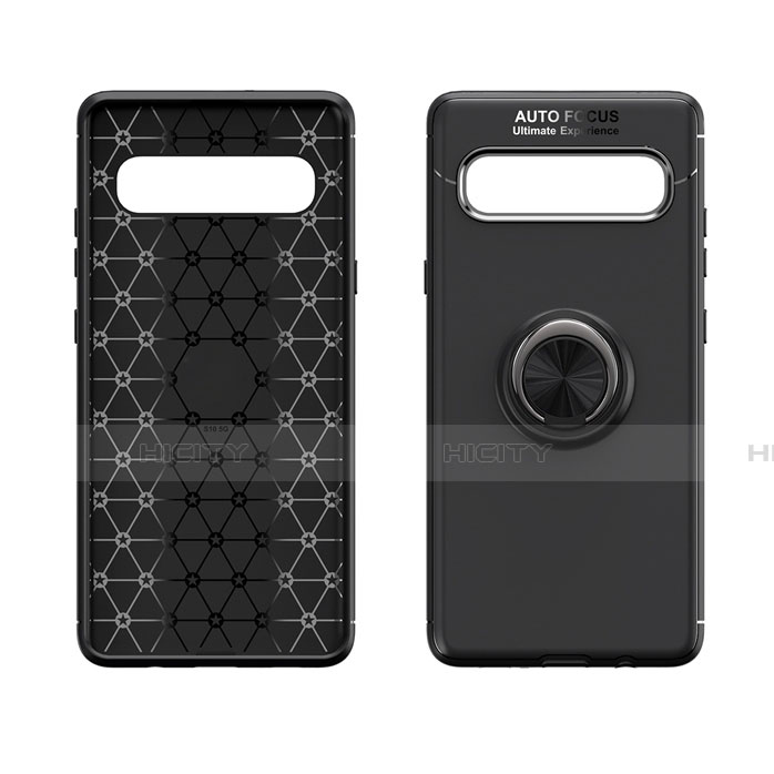 Funda Silicona Carcasa Ultrafina Goma con Magnetico Anillo de dedo Soporte para Samsung Galaxy S10 5G SM-G977B