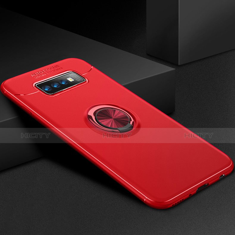 Funda Silicona Carcasa Ultrafina Goma con Magnetico Anillo de dedo Soporte para Samsung Galaxy S10 Rojo