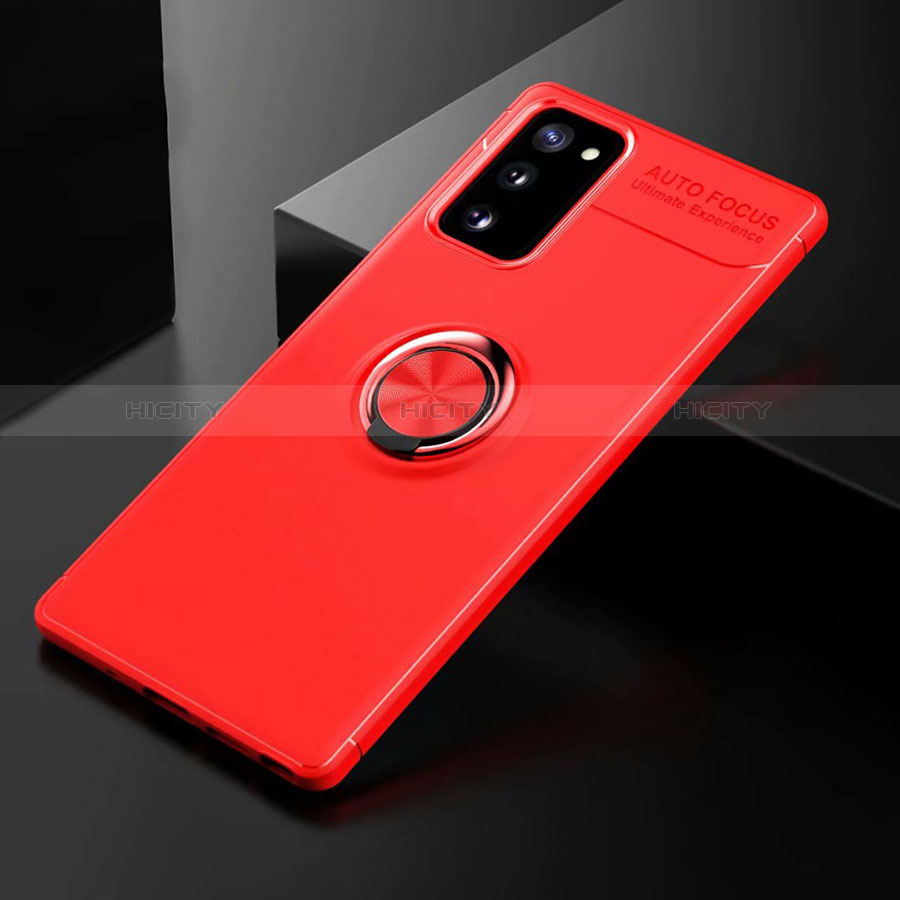 Funda Silicona Carcasa Ultrafina Goma con Magnetico Anillo de dedo Soporte para Samsung Galaxy S20 FE 4G Rojo