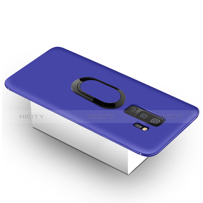 Funda Silicona Carcasa Ultrafina Goma con Magnetico Anillo de dedo Soporte para Samsung Galaxy S9 Plus Azul