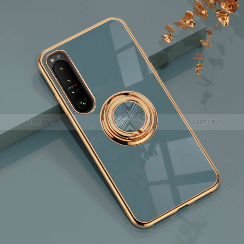 Funda Silicona Carcasa Ultrafina Goma con Magnetico Anillo de dedo Soporte para Sony Xperia 1 III