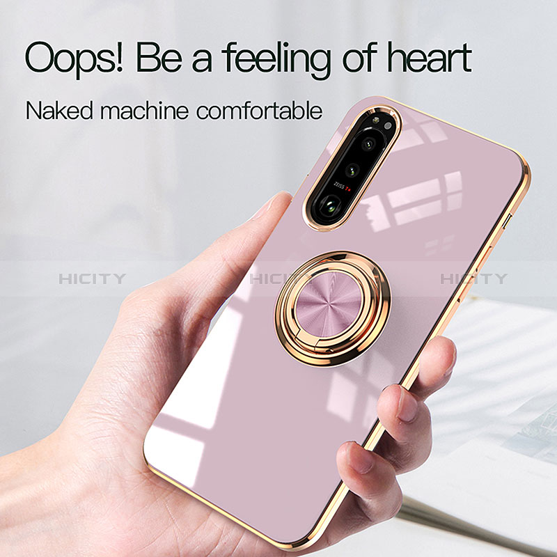 Funda Silicona Carcasa Ultrafina Goma con Magnetico Anillo de dedo Soporte para Sony Xperia 1 IV