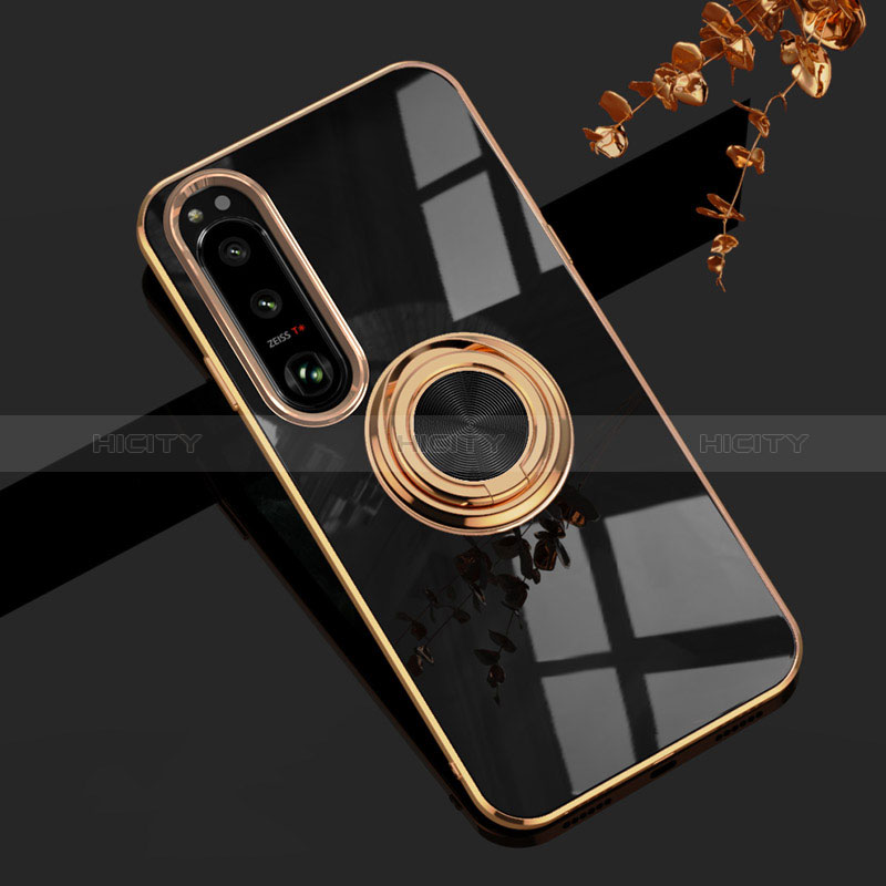 Funda Silicona Carcasa Ultrafina Goma con Magnetico Anillo de dedo Soporte para Sony Xperia 1 IV