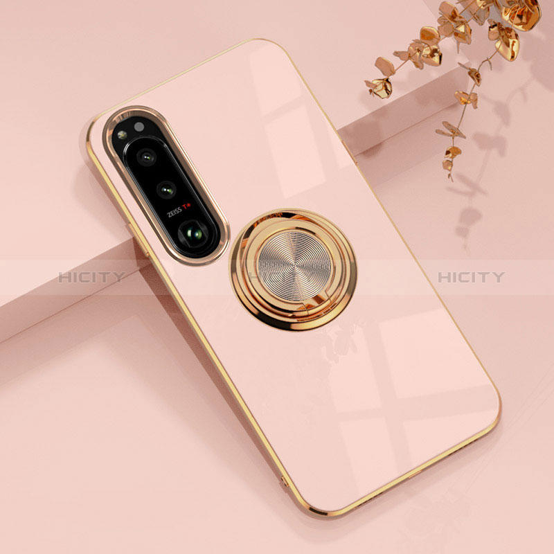 Funda Silicona Carcasa Ultrafina Goma con Magnetico Anillo de dedo Soporte para Sony Xperia 1 IV