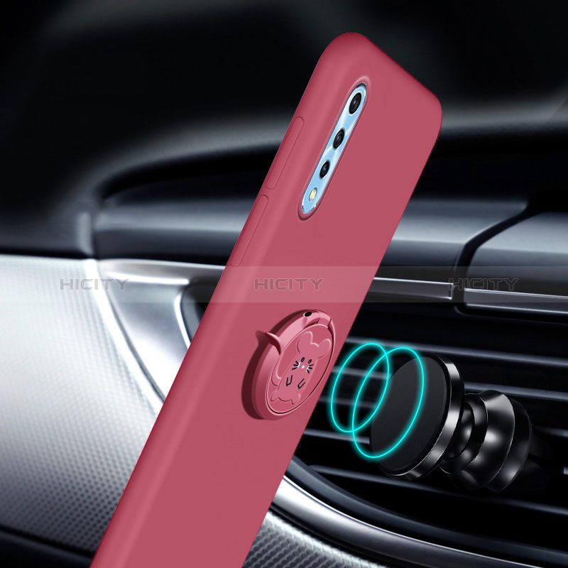 Funda Silicona Carcasa Ultrafina Goma con Magnetico Anillo de dedo Soporte para Vivo Y7s