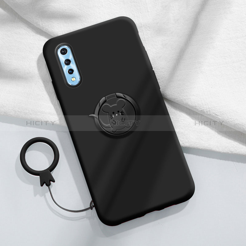 Funda Silicona Carcasa Ultrafina Goma con Magnetico Anillo de dedo Soporte para Vivo Y7s