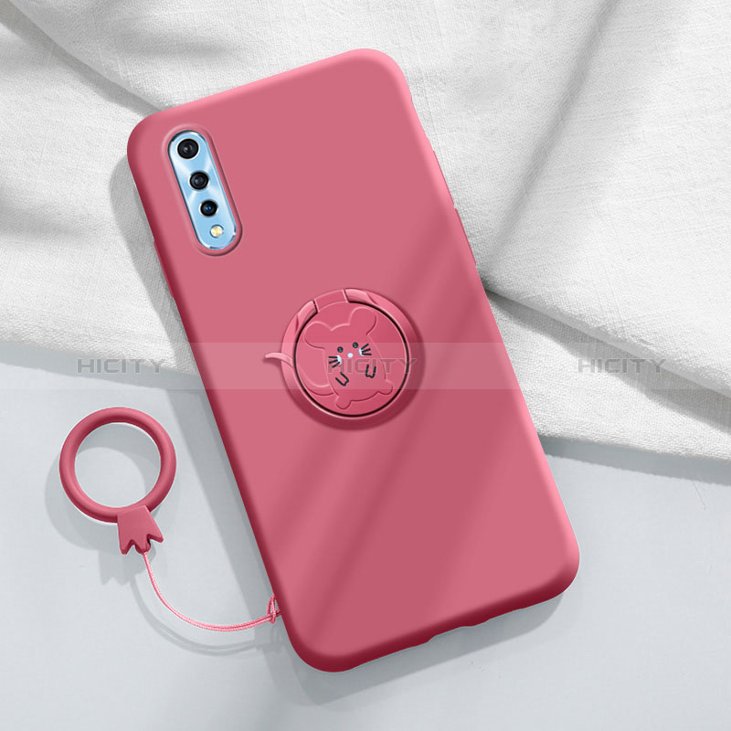 Funda Silicona Carcasa Ultrafina Goma con Magnetico Anillo de dedo Soporte para Vivo Y7s