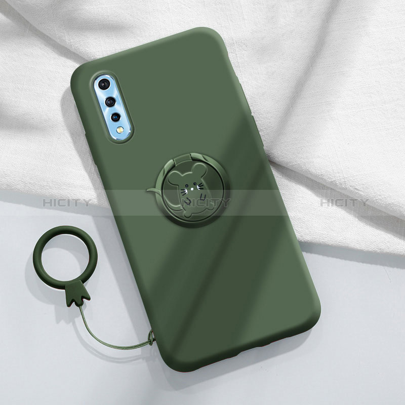 Funda Silicona Carcasa Ultrafina Goma con Magnetico Anillo de dedo Soporte para Vivo Y7s