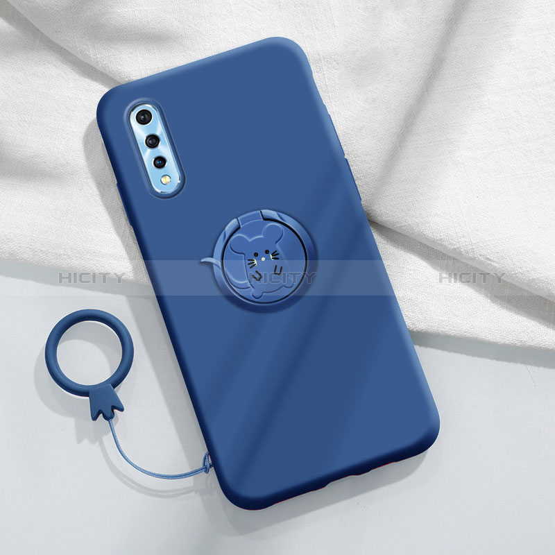 Funda Silicona Carcasa Ultrafina Goma con Magnetico Anillo de dedo Soporte para Vivo Y7s