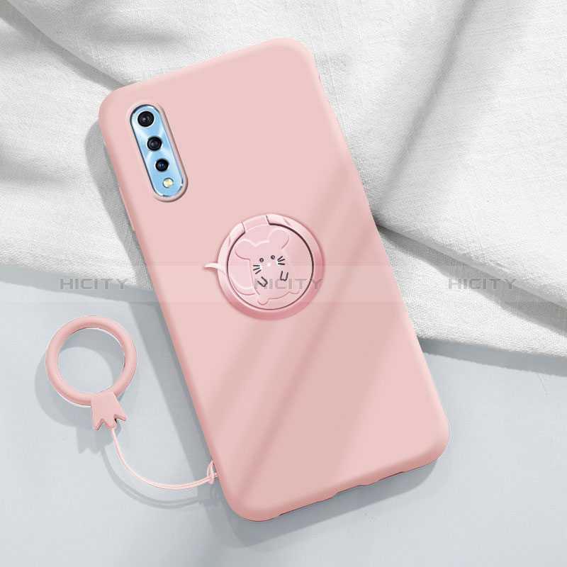 Funda Silicona Carcasa Ultrafina Goma con Magnetico Anillo de dedo Soporte para Vivo Y7s