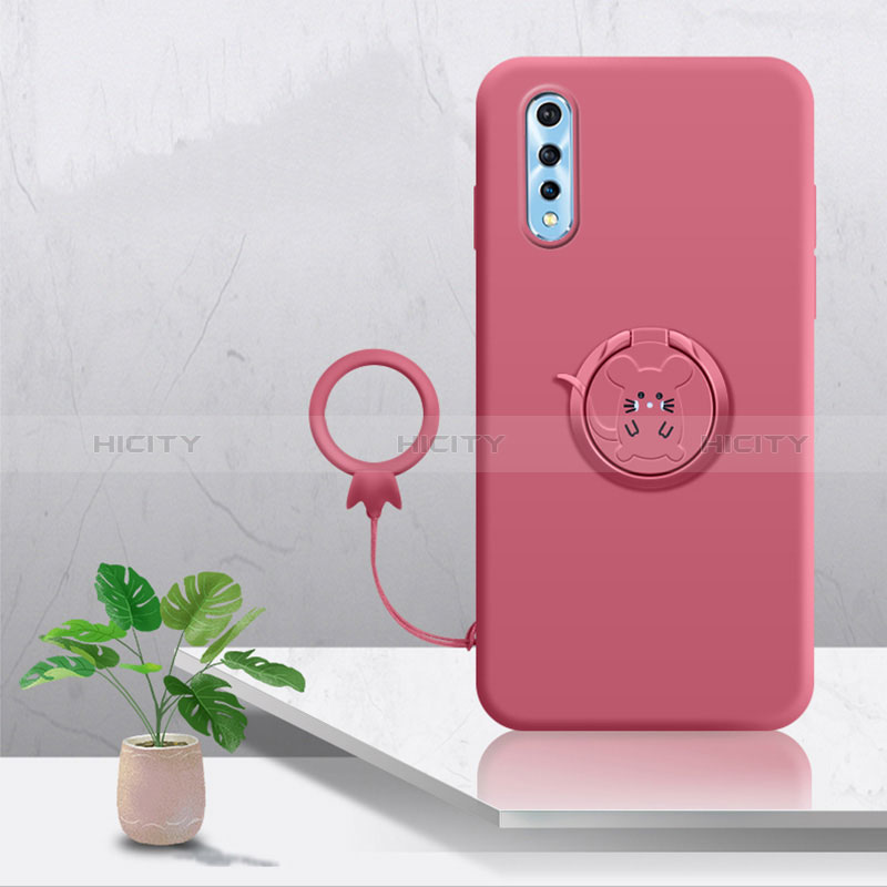 Funda Silicona Carcasa Ultrafina Goma con Magnetico Anillo de dedo Soporte para Vivo Y7s