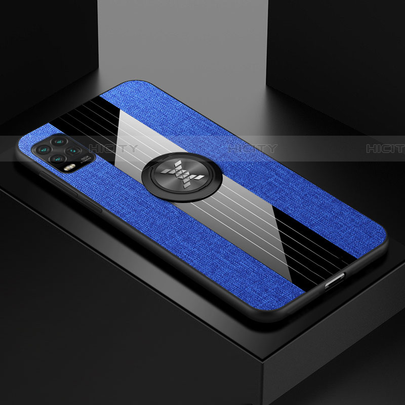 Funda Silicona Carcasa Ultrafina Goma con Magnetico Anillo de dedo Soporte para Xiaomi Mi 10 Lite Azul