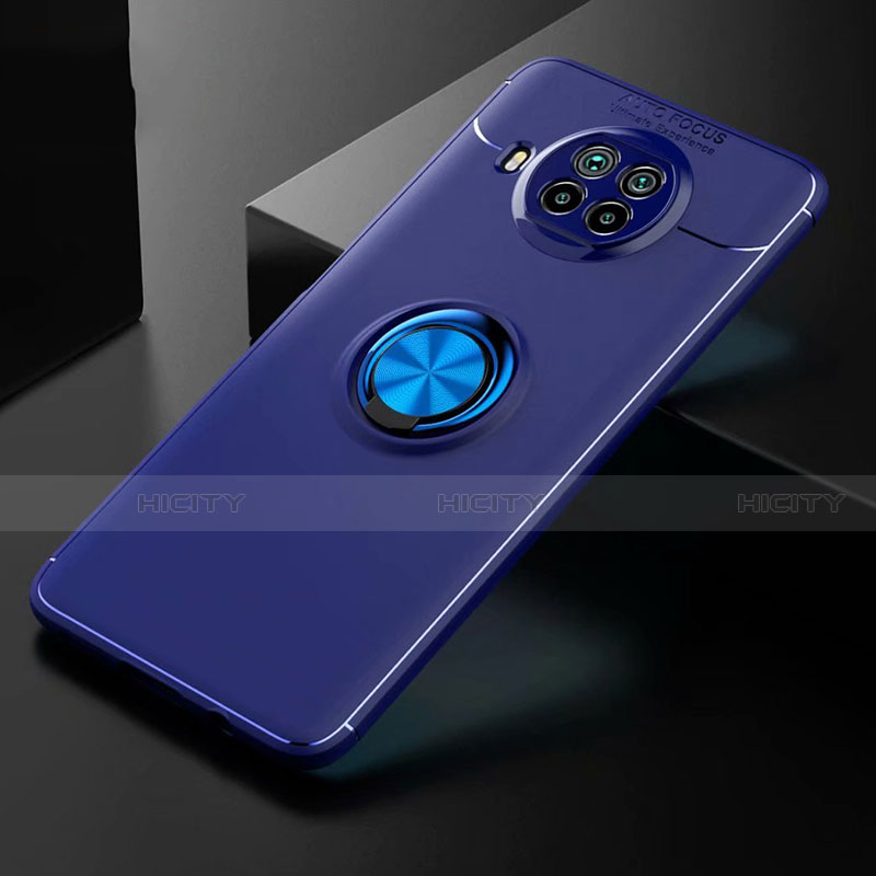 Funda Silicona Carcasa Ultrafina Goma con Magnetico Anillo de dedo Soporte para Xiaomi Mi 10i 5G Azul