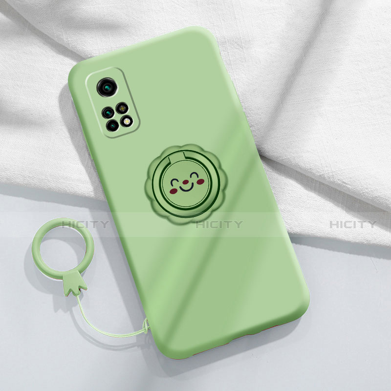 Funda Silicona Carcasa Ultrafina Goma con Magnetico Anillo de dedo Soporte para Xiaomi Mi 10T 5G Menta Verde