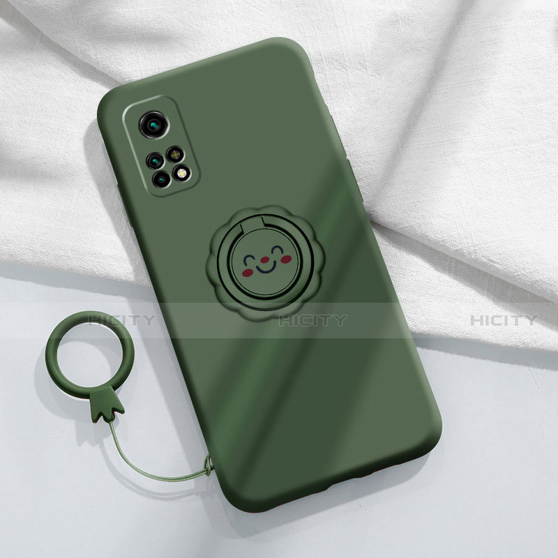 Funda Silicona Carcasa Ultrafina Goma con Magnetico Anillo de dedo Soporte para Xiaomi Mi 10T 5G Verde Noche