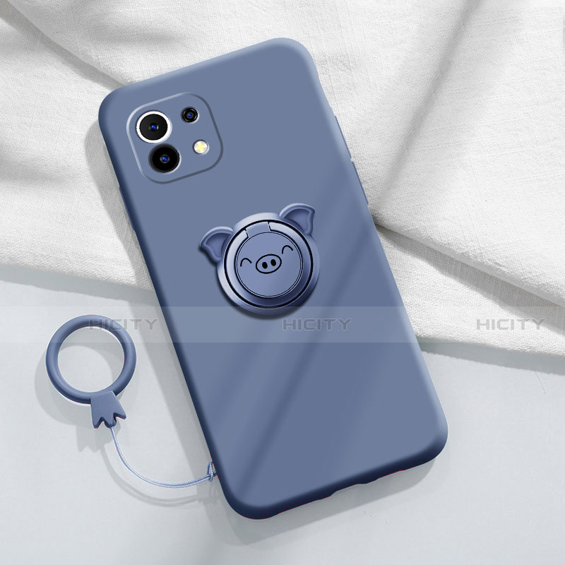 Funda Silicona Carcasa Ultrafina Goma con Magnetico Anillo de dedo Soporte para Xiaomi Mi 11 5G