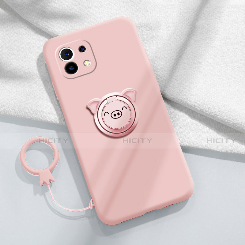 Funda Silicona Carcasa Ultrafina Goma con Magnetico Anillo de dedo Soporte para Xiaomi Mi 11 5G