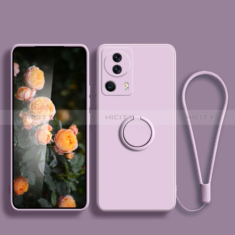 Funda Silicona Carcasa Ultrafina Goma con Magnetico Anillo de dedo Soporte para Xiaomi Mi 12 Lite NE 5G Purpura Claro