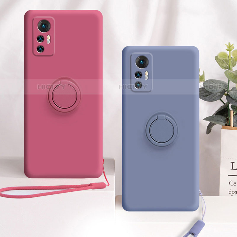 Funda Silicona Carcasa Ultrafina Goma con Magnetico Anillo de dedo Soporte para Xiaomi Mi 12 Pro 5G