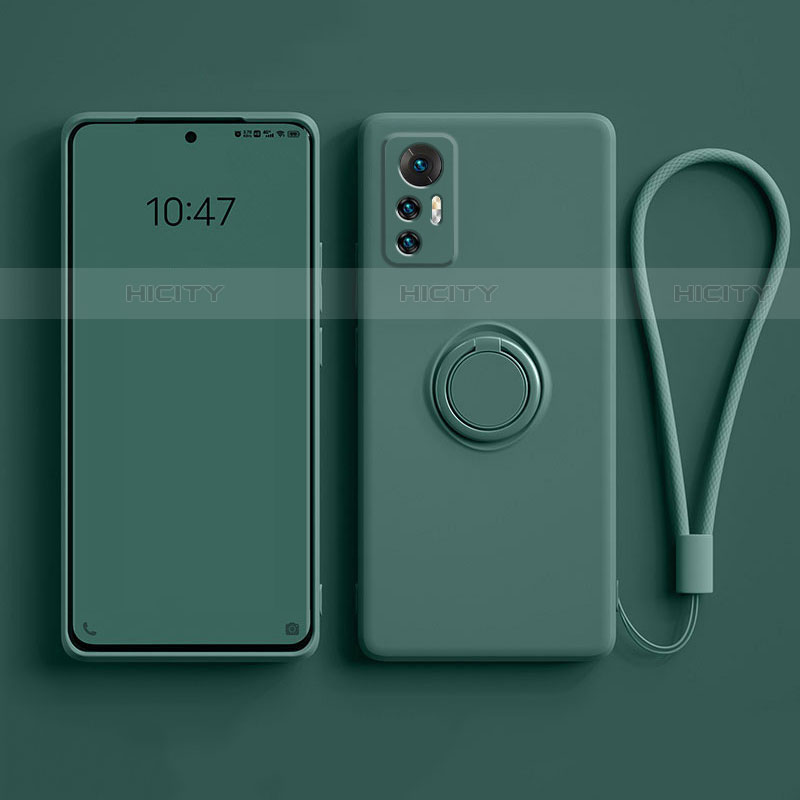 Funda Silicona Carcasa Ultrafina Goma con Magnetico Anillo de dedo Soporte para Xiaomi Mi 12 Pro 5G Verde