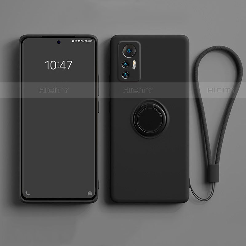 Funda Silicona Carcasa Ultrafina Goma con Magnetico Anillo de dedo Soporte para Xiaomi Mi 12S 5G Negro