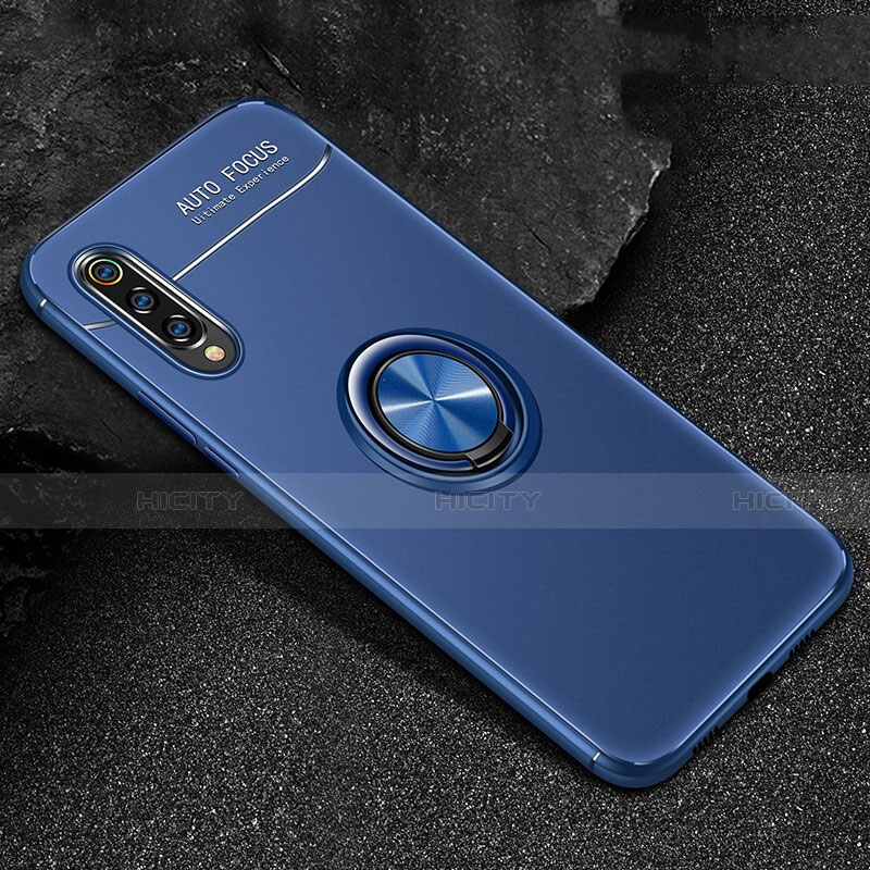 Funda Silicona Carcasa Ultrafina Goma con Magnetico Anillo de dedo Soporte para Xiaomi Mi 9 Lite Azul