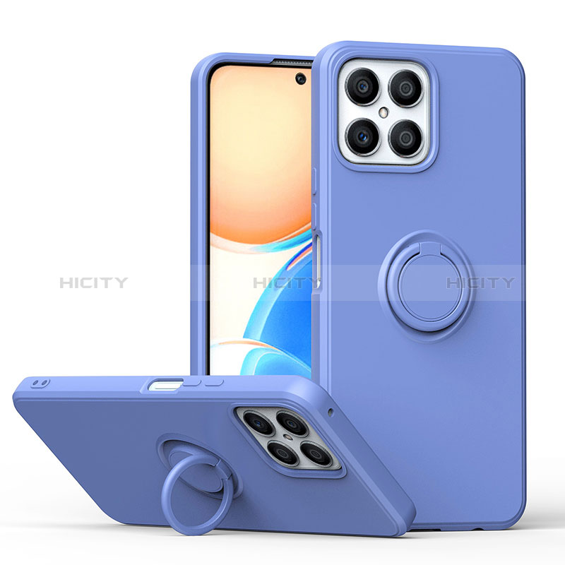 Funda Silicona Carcasa Ultrafina Goma con Magnetico Anillo de dedo Soporte QW1 para Huawei Honor X8 4G