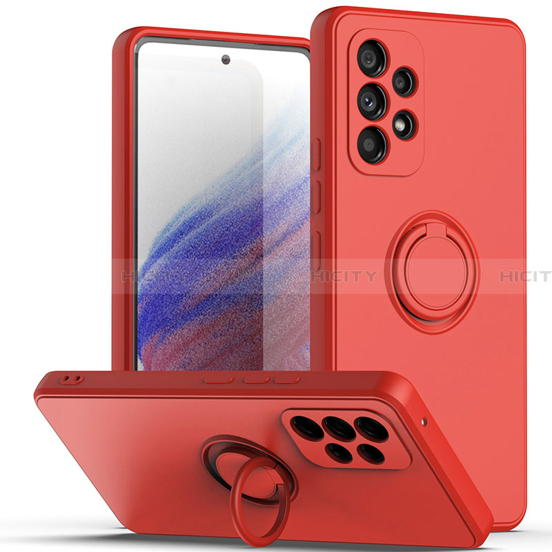 Funda Silicona Carcasa Ultrafina Goma con Magnetico Anillo de dedo Soporte QW1 para Samsung Galaxy A33 5G Rojo