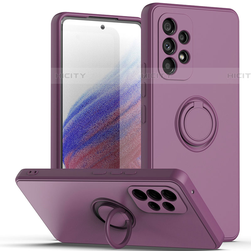 Funda Silicona Carcasa Ultrafina Goma con Magnetico Anillo de dedo Soporte QW1 para Samsung Galaxy A53 5G Morado