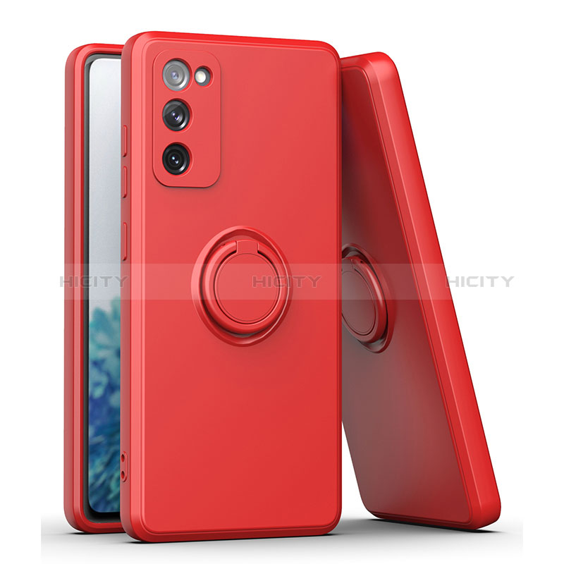 Funda Silicona Carcasa Ultrafina Goma con Magnetico Anillo de dedo Soporte QW1 para Samsung Galaxy S20 FE (2022) 5G Rojo