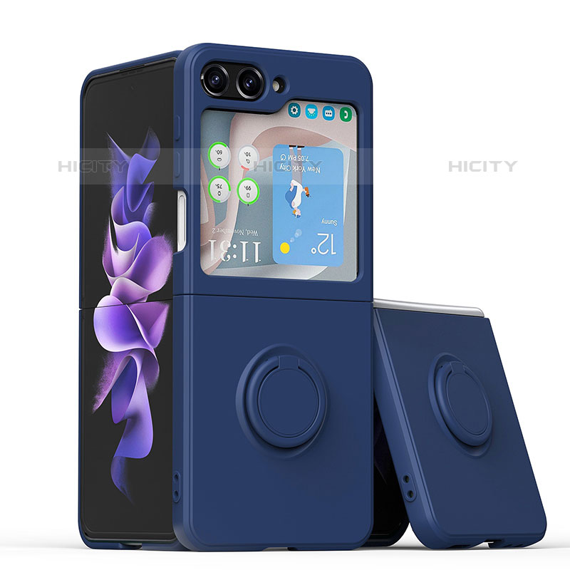 Funda Silicona Carcasa Ultrafina Goma con Magnetico Anillo de dedo Soporte QW1 para Samsung Galaxy Z Flip5 5G