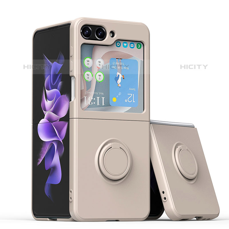 Funda Silicona Carcasa Ultrafina Goma con Magnetico Anillo de dedo Soporte QW1 para Samsung Galaxy Z Flip5 5G