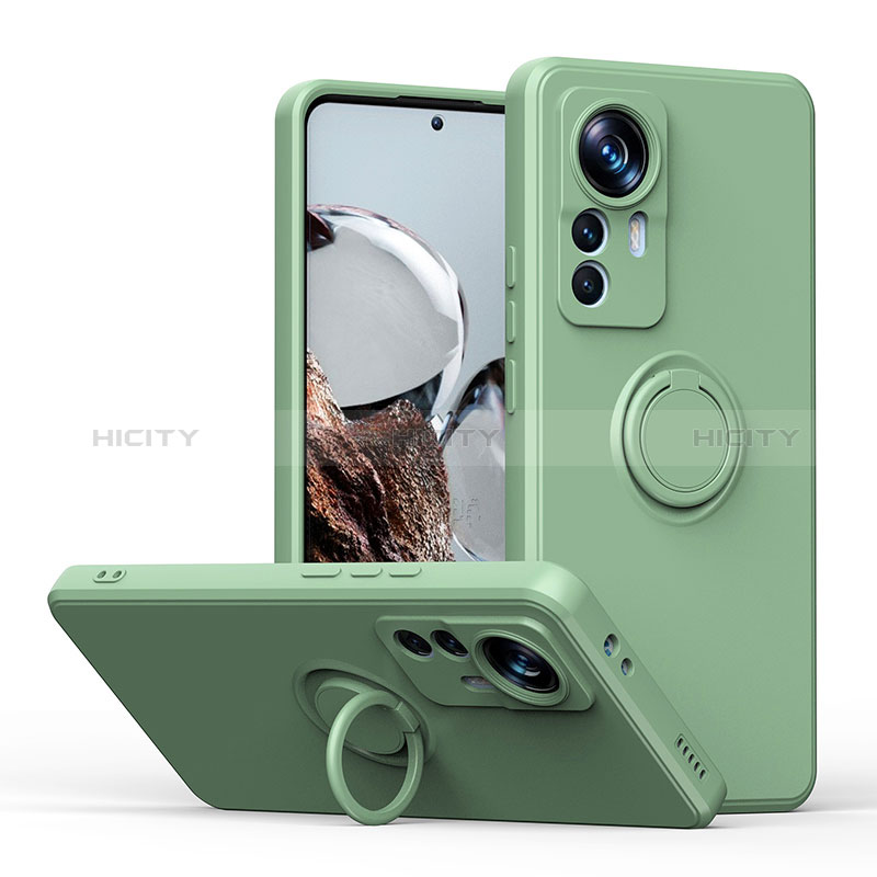 Funda Silicona Carcasa Ultrafina Goma con Magnetico Anillo de dedo Soporte QW1 para Xiaomi Mi 12T Pro 5G Ejercito Verde