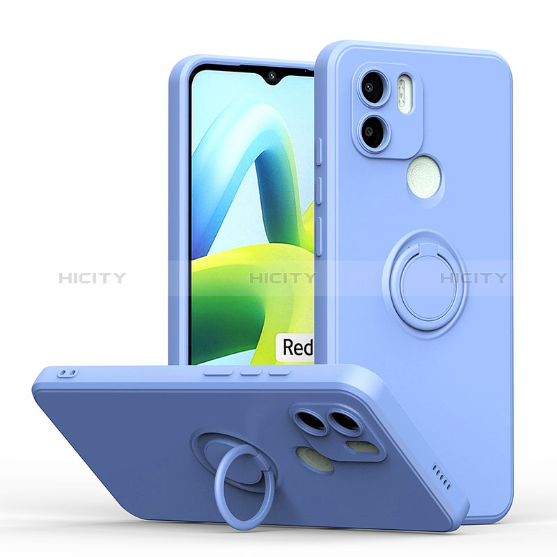 Funda Silicona Carcasa Ultrafina Goma con Magnetico Anillo de dedo Soporte QW1 para Xiaomi Poco C50 Azul Cielo