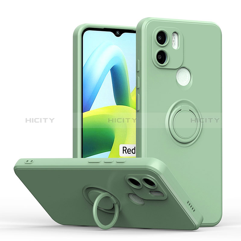 Funda Silicona Carcasa Ultrafina Goma con Magnetico Anillo de dedo Soporte QW1 para Xiaomi Poco C50 Menta Verde