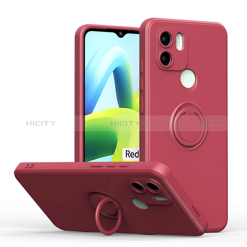 Funda Silicona Carcasa Ultrafina Goma con Magnetico Anillo de dedo Soporte QW1 para Xiaomi Poco C51 Rojo Rosa