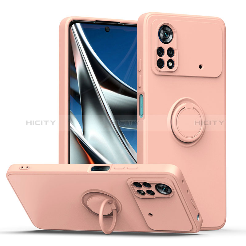 Funda Silicona Carcasa Ultrafina Goma con Magnetico Anillo de dedo Soporte QW1 para Xiaomi Poco X4 Pro 5G