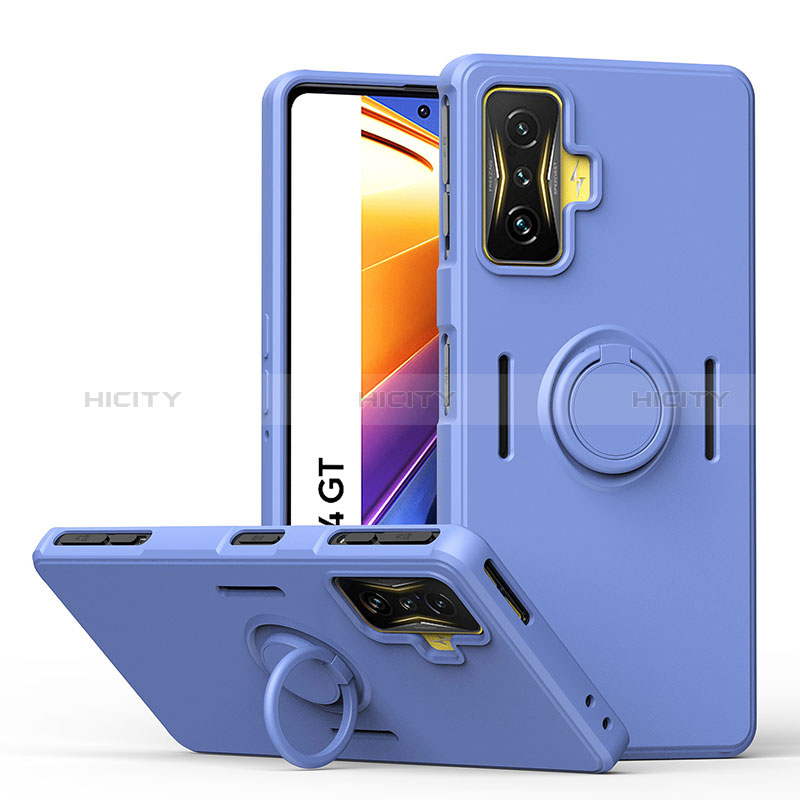 Funda Silicona Carcasa Ultrafina Goma con Magnetico Anillo de dedo Soporte QW1 para Xiaomi Redmi K50 Gaming 5G