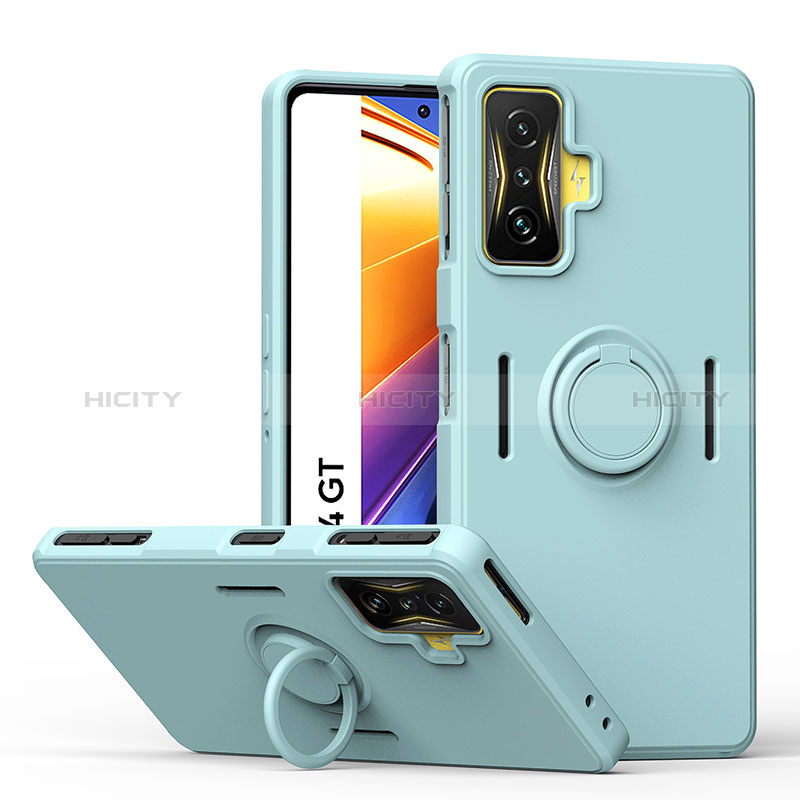 Funda Silicona Carcasa Ultrafina Goma con Magnetico Anillo de dedo Soporte QW1 para Xiaomi Redmi K50 Gaming 5G