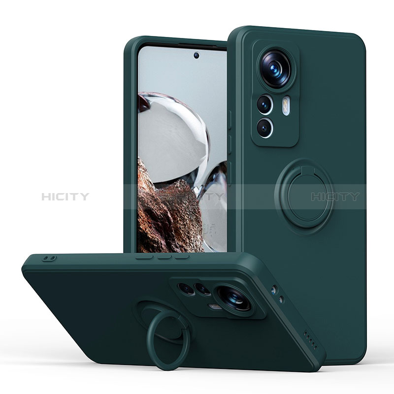 Funda Silicona Carcasa Ultrafina Goma con Magnetico Anillo de dedo Soporte QW1 para Xiaomi Redmi K50 Ultra 5G Verde Noche