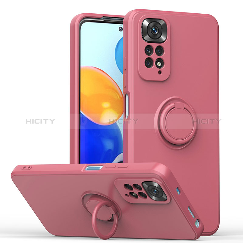 Funda Silicona Carcasa Ultrafina Goma con Magnetico Anillo de dedo Soporte QW1 para Xiaomi Redmi Note 11 4G (2022)