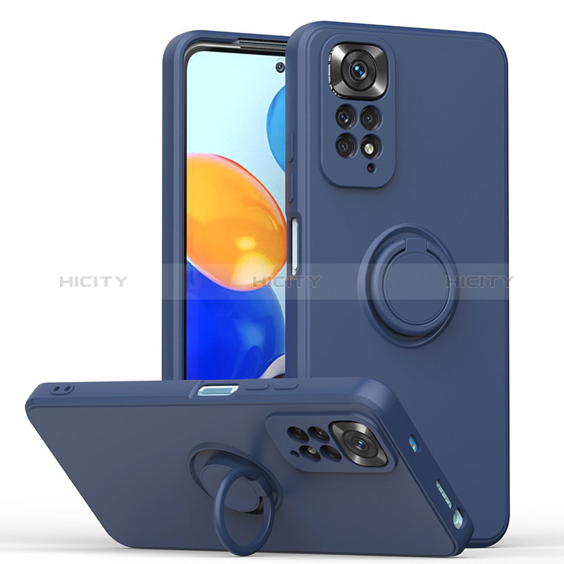 Funda Silicona Carcasa Ultrafina Goma con Magnetico Anillo de dedo Soporte QW1 para Xiaomi Redmi Note 11S 4G