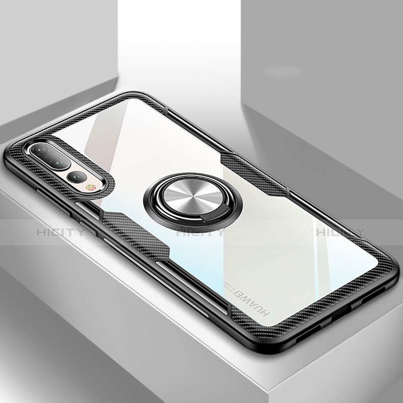 Funda Silicona Carcasa Ultrafina Goma con Magnetico Anillo de dedo Soporte R01 para Huawei P20 Pro