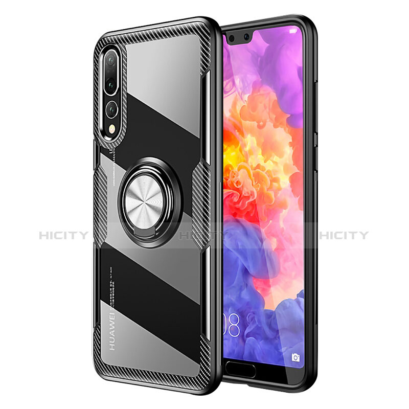 Funda Silicona Carcasa Ultrafina Goma con Magnetico Anillo de dedo Soporte R01 para Huawei P20 Pro Multicolor