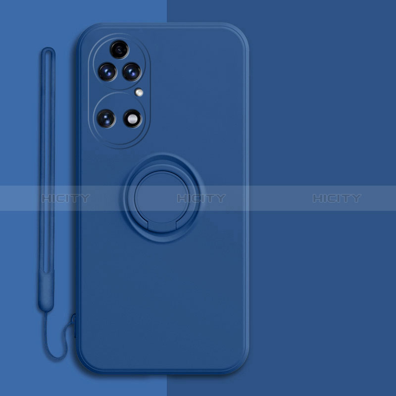 Funda Silicona Carcasa Ultrafina Goma con Magnetico Anillo de dedo Soporte S01 para Huawei P50 Azul