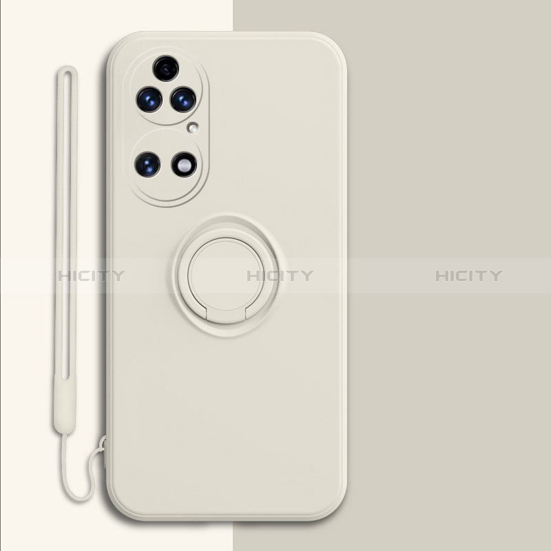 Funda Silicona Carcasa Ultrafina Goma con Magnetico Anillo de dedo Soporte S01 para Huawei P50 Blanco