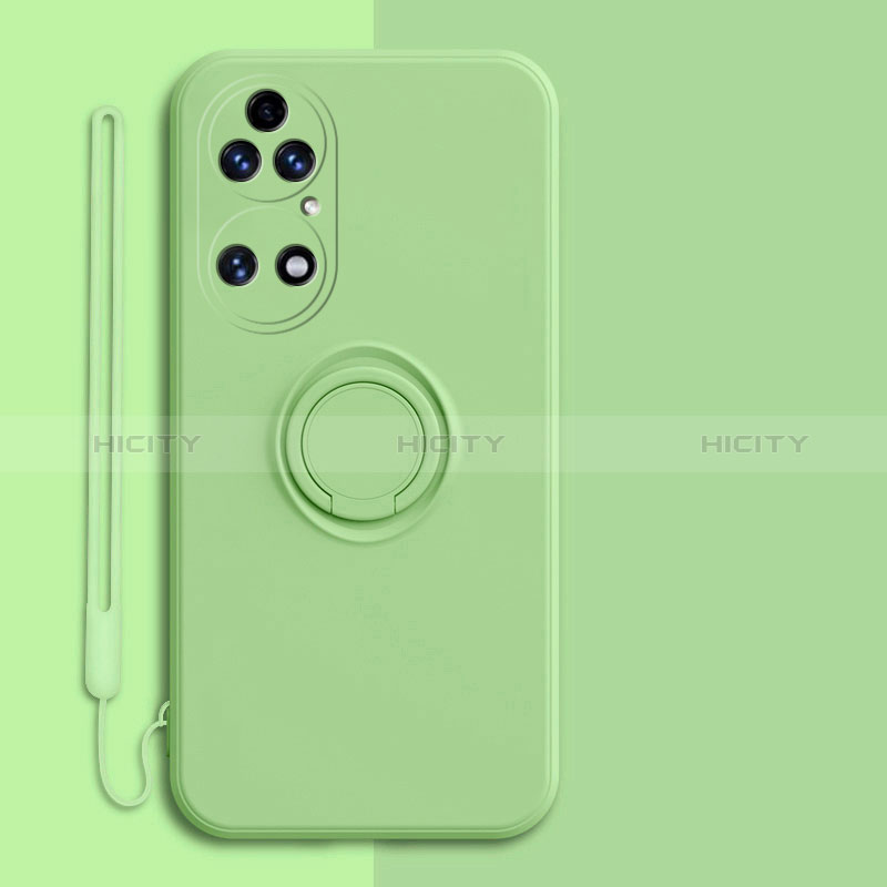 Funda Silicona Carcasa Ultrafina Goma con Magnetico Anillo de dedo Soporte S01 para Huawei P50e Menta Verde