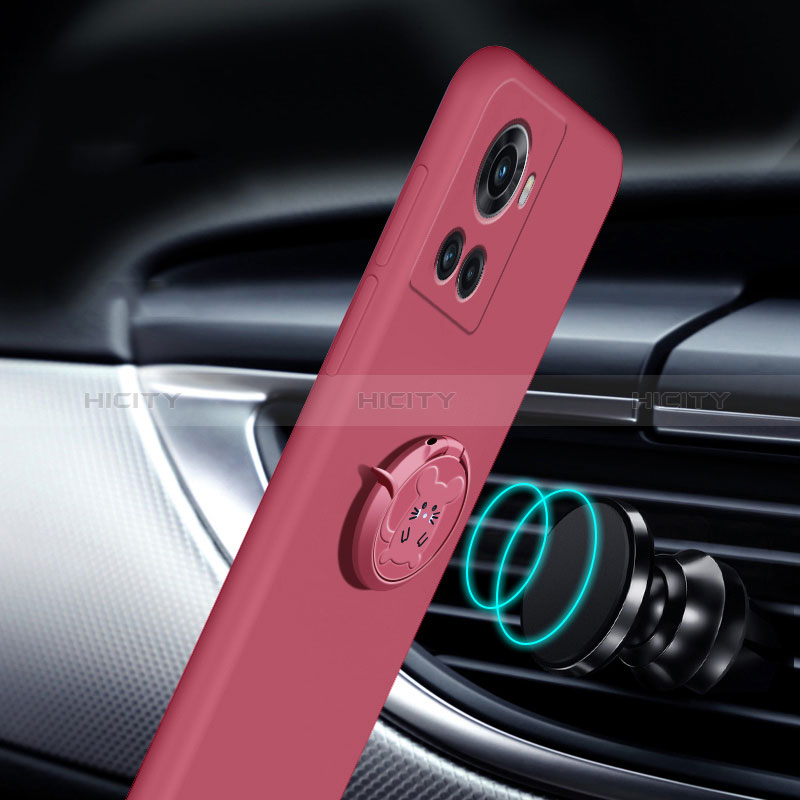 Funda Silicona Carcasa Ultrafina Goma con Magnetico Anillo de dedo Soporte S01 para OnePlus 10R 5G